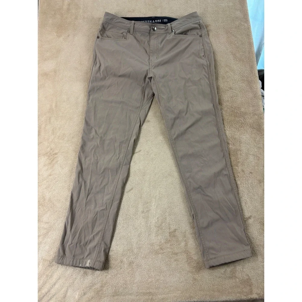 Western Rise Pants Men's Size 33 Beige Nylon‎ Stretch Good Condition Stain